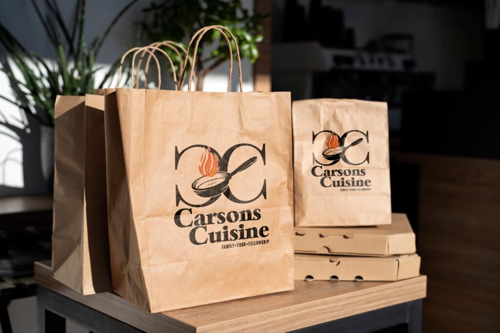 carson's cuisine paper bag mockup