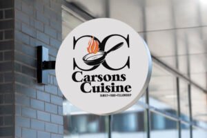 Carson's Cuisine Official Logo Restaurant Sign Mockup