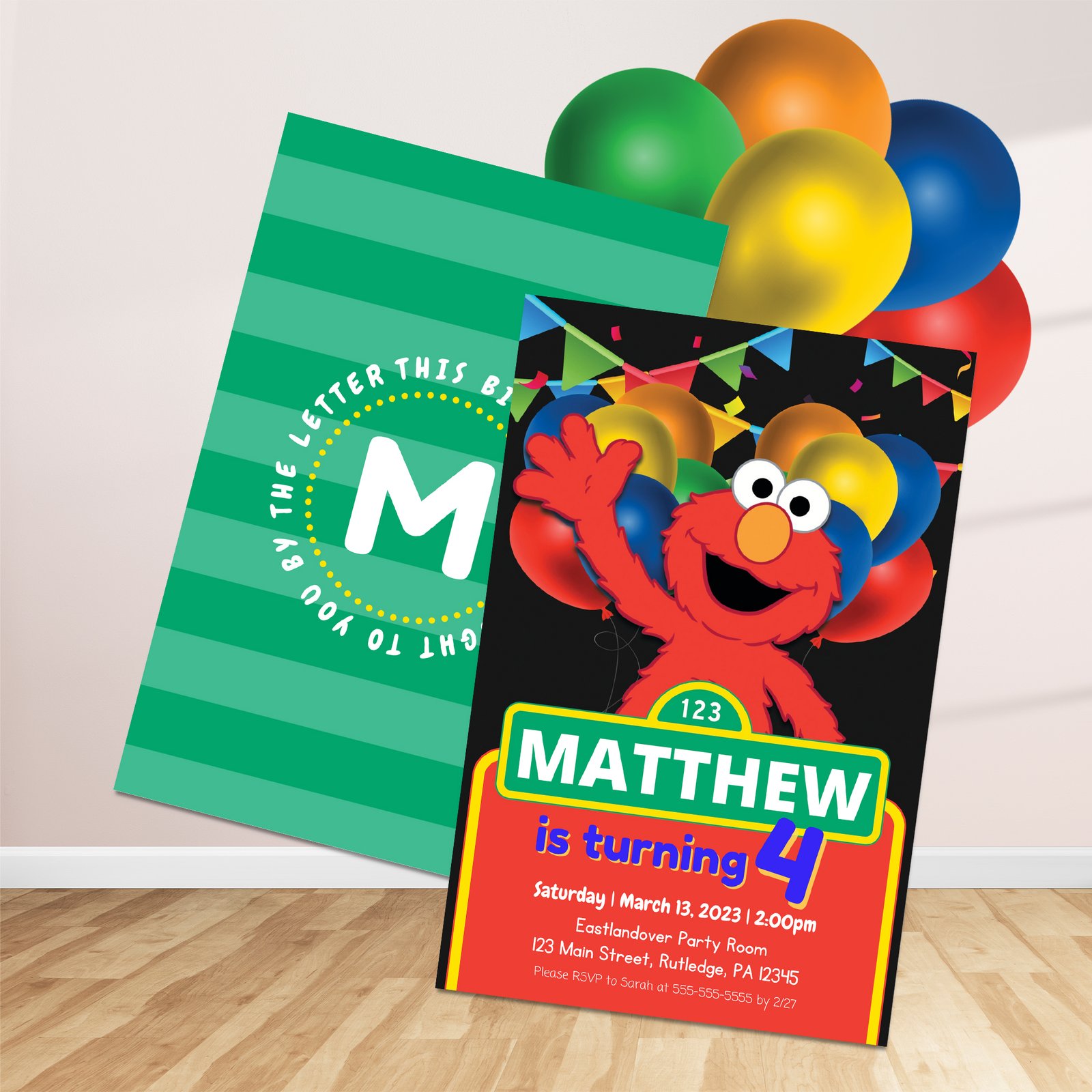 elmo party package invites