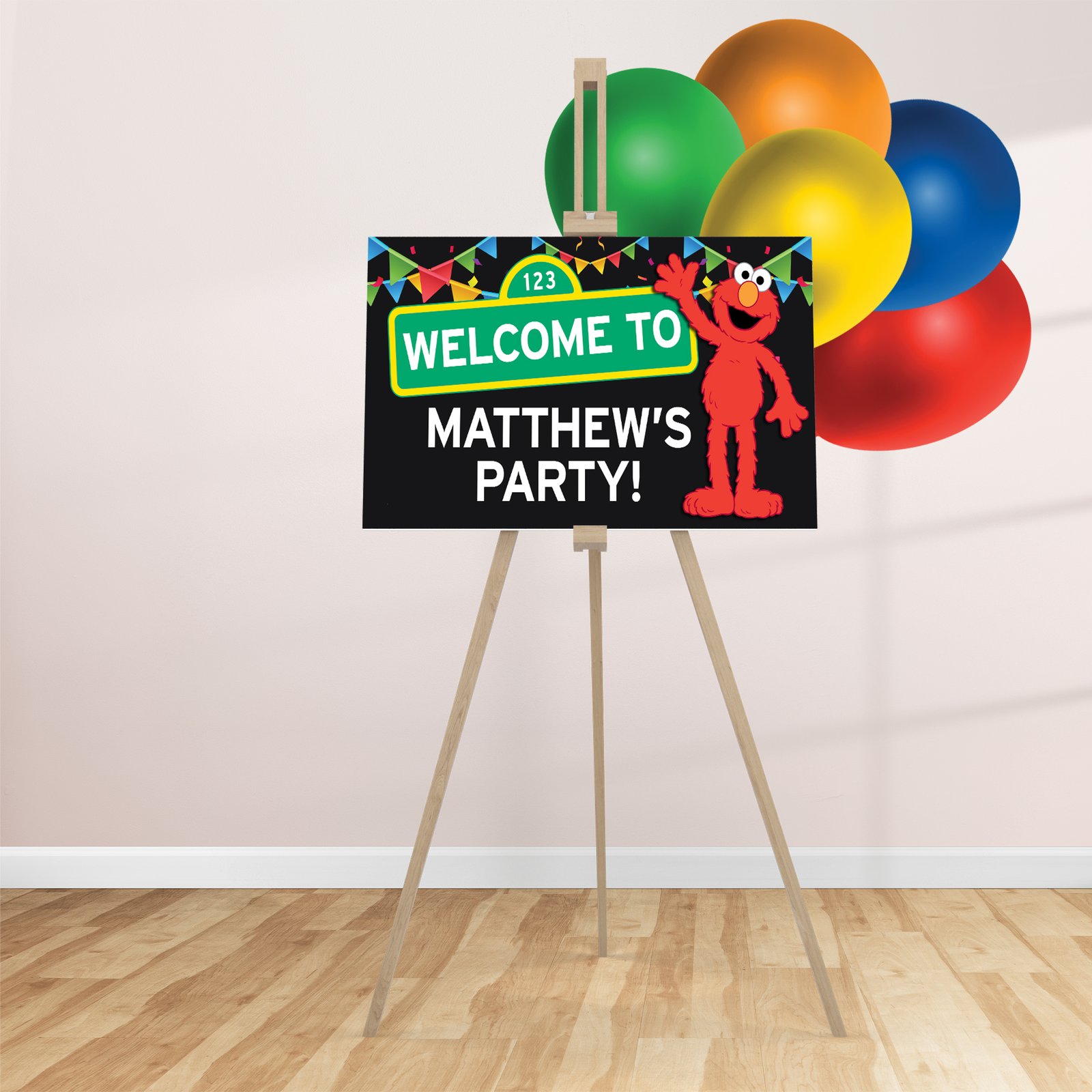 elmo party package event sign