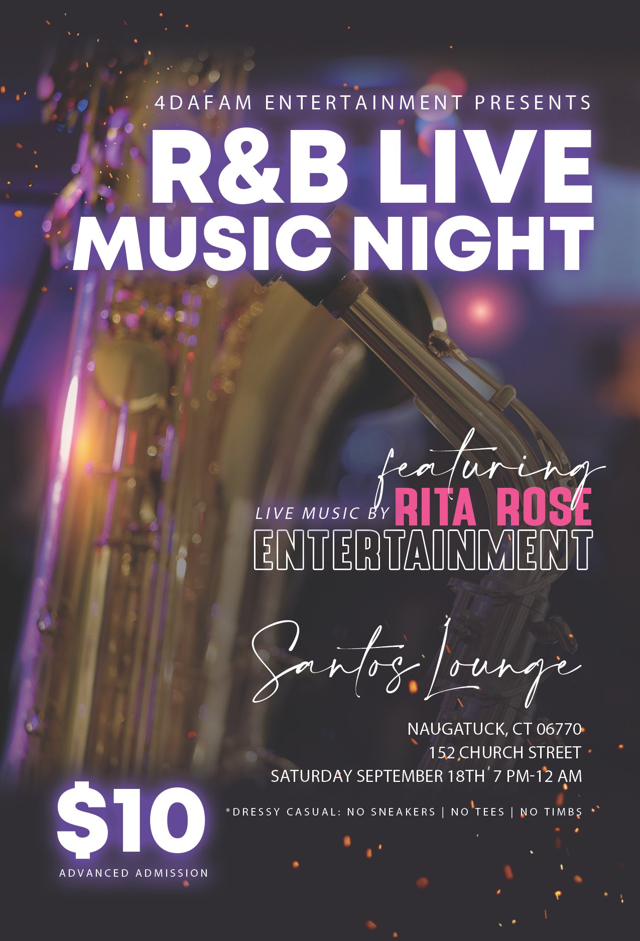 rnb live music night 4x6 nightclub flyer