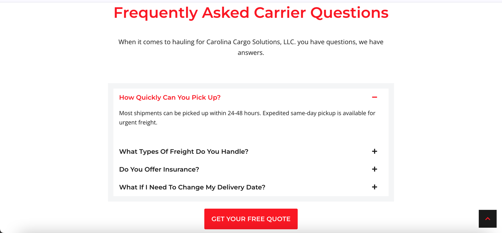 Carolina Cargo Solutions Screen Grab 5